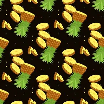 Pineapple seamless pattern. Nice bright fruit background. Stock Illustration