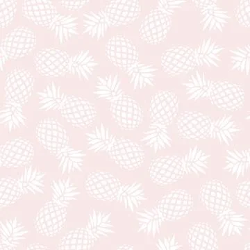 Pineapple seamless pattern on pink background, vector illustration Stock Illustration