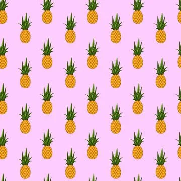 Pineapple seamless pattern on pink background. Stock Illustration
