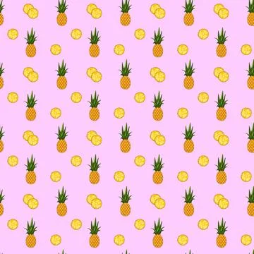 Pineapple seamless pattern on pink background. Stock Illustration