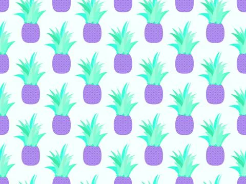 Pineapple seamless pattern. Summer fruit pattern. Purple pineapples Stock Illustration