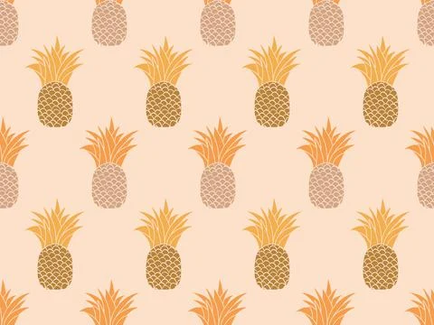 Pineapple seamless pattern. Summer fruit pattern. Pineapple fruit on a beig.. Illustrazione stock