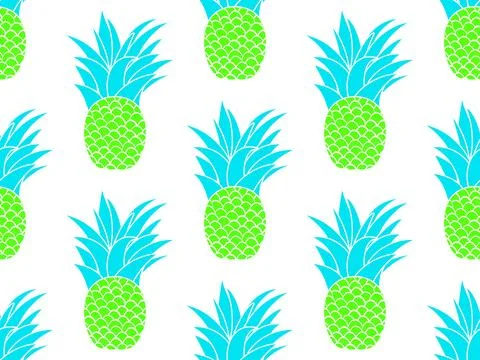 Pineapple seamless pattern. Summer fruit pattern. Pineapple fruit on white .. Stock Illustration