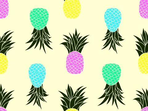Pineapple seamless pattern. Summer fruit pattern from colorful pineapple fr.. Stock Illustration