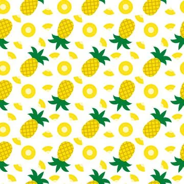 Pineapple seamless pattern. Summer tropical fruit vector background.  Vector  Illustrazione stock
