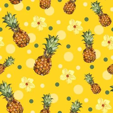 Pineapple seamless pattern. Vector illustration. Ilustración de archivo