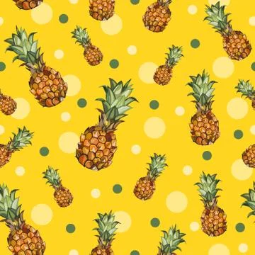 Pineapple seamless pattern. Vector illustration. Ilustración de archivo