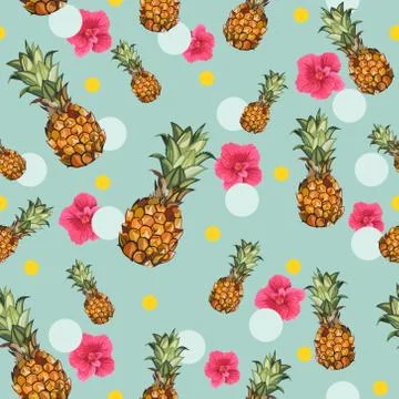 Pineapple seamless pattern. Vector illustration. Stock Illustration