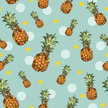Pineapple seamless pattern. Vector illustration. Stock Illustration