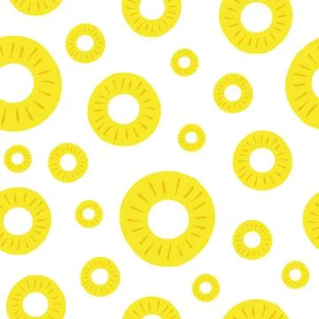 Pineapple seamless pattern. Vector illustration. Colorful slices ananas on a Stock Illustration