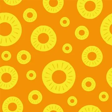 Pineapple seamless pattern. Vector illustration. Colorful slices ananas on a Stock Illustration