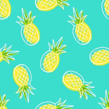 Pineapple seamless pattern. Vector illustration. Stock Illustration