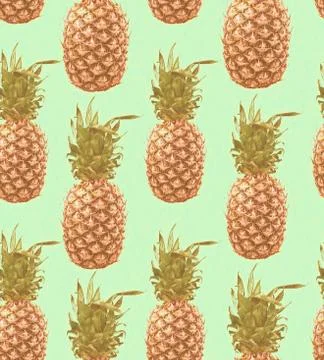 Pineapple seamless pattern in vintage colors Foto stock