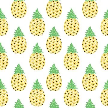 Pineapple seamless pattern on white background Stock Illustration