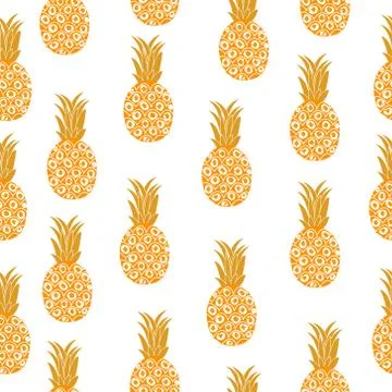 Pineapple seamless texture. Pineapple background, wallpaper, fabric. Vector.. Stock Illustration