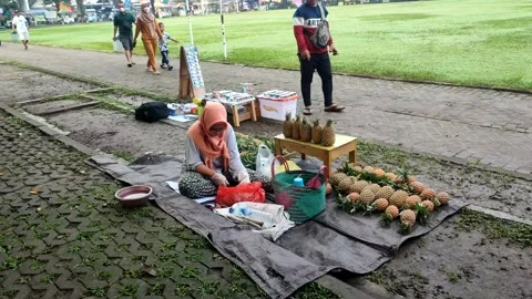Pineapple seller Stock Footage 232984965