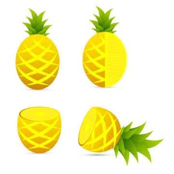 Pineapple set Stock Illustration