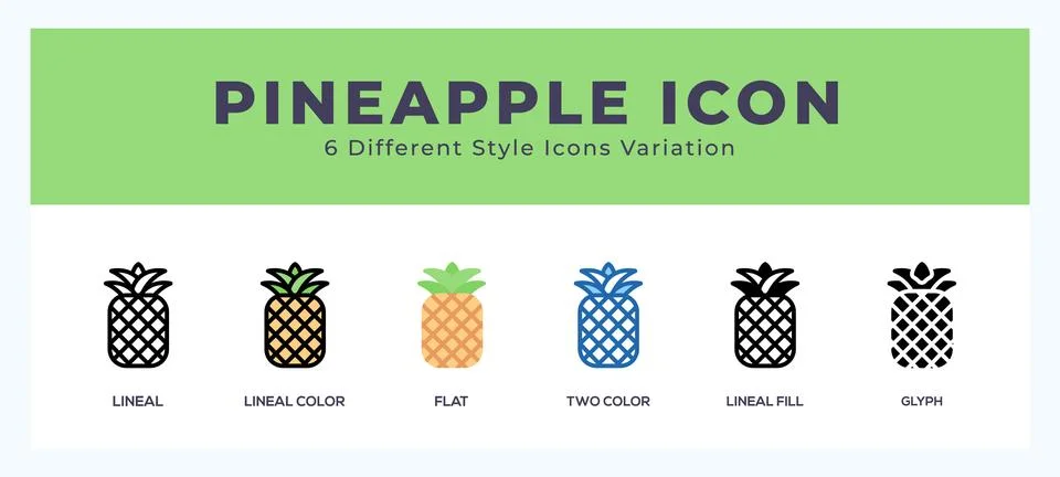 Pineapple set of vector icon. For web. and mobile app Stock Illustration