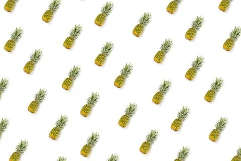 Pineapple set on white background. Flat lay made from ananas. isolated pineap Stock Photos