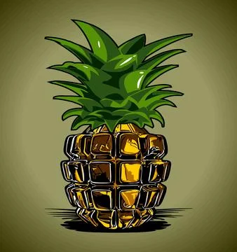 Pineapple shaped grenade green background Stock Illustration