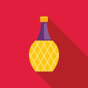 Pineapple shaped wine bottle with purple neck on red background Stock Illustration