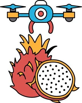 A pineapple is shown with a drone flying above it Stock Illustration
