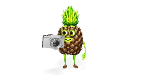 Pineapple Shows Camera  Loop on White Background Stock Footage 162746720