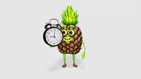 Pineapple Shows Clock Loop on Alpha Channel Stock Footage 150732293