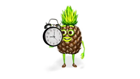 Pineapple Shows Clock Loop on White Background Stock Footage 150793339