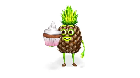 Pineapple Shows Cupcake Loop on White Background Stock Footage 151890065