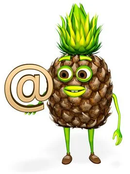 Pineapple Shows Email 3D rendering 스톡 일러스트