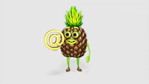 Pineapple Shows Email Loop on Alpha Channel Stock Footage 154681315
