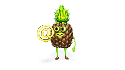 Pineapple Shows Email Loop on White Background Stock Footage 157276961