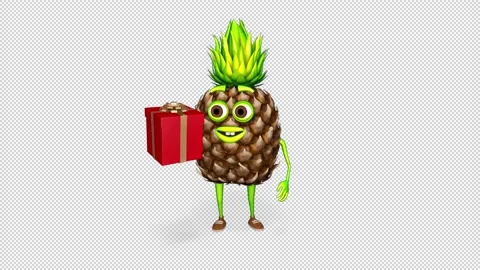 Pineapple Shows Gift Loop on Alpha Channel Stock Footage 149583198
