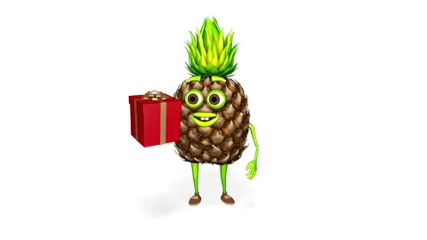 Pineapple Shows Gift Loop On White Background 스톡 동영상 149583248