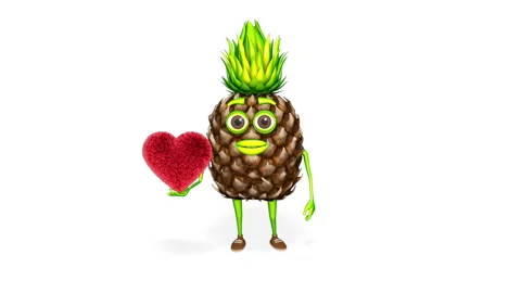 Pineapple Shows Heart Loop on White Background Stock Footage 151011044