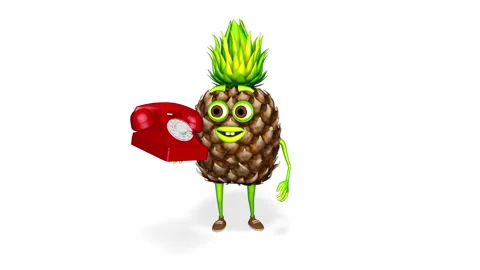 Pineapple Shows Phone  Loop on White Background 스톡 동영상 162746783