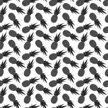 Pineapple simple seamless pattern on white background. Stock Illustration