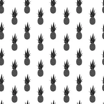 Pineapple simple seamless pattern on white background. Stock Illustration