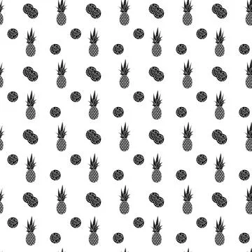 Pineapple simple seamless pattern on white background. Stock Illustration