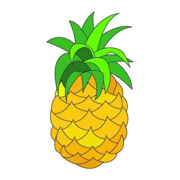 Pineapple single white background vector graphics Stock Illustration