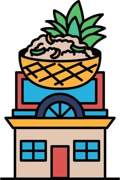A pineapple sits on top of a building 스톡 일러스트