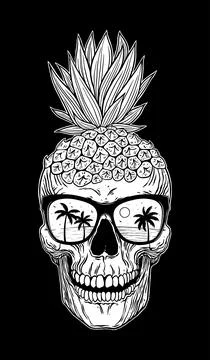 Pineapple skull head Stock Illustration
