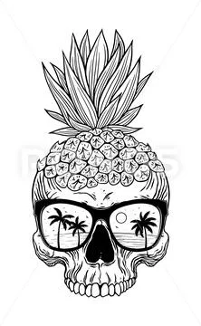 Pineapple skull head Stockillustratie