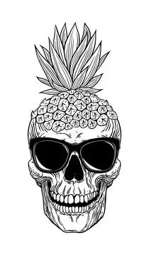 Pineapple skull head Ilustración de archivo
