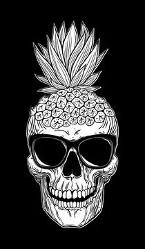 Pineapple skull head Stock Illustration