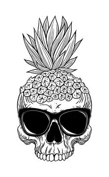 Pineapple skull head Ilustración de archivo