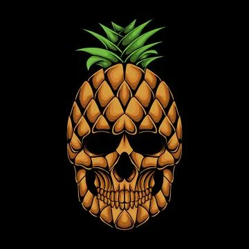 Pineapple skull head vector illustration Stock Illustration