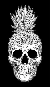 Pineapple skull head vector illustration tropical style Stock-Illustration