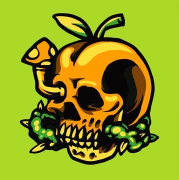 PINEAPPLE SKULL Stock Illustration